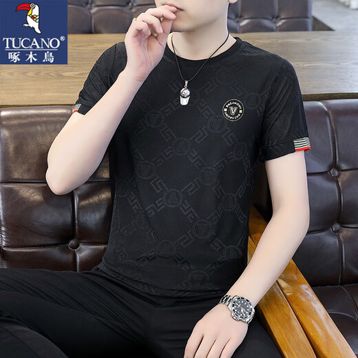 Camiseta de manga corta de la manga de seda de pájaros pájaros de la carpeta de la camiseta delgada de la camiseta delgada de la camiseta delgada de verano de 2025.