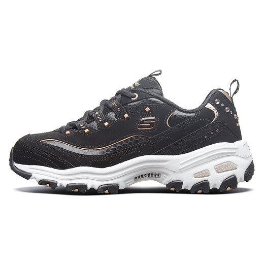 Skechers Women's Shoes Spring Retro Panda Zapatos Casual Bear Sports Shoes Dad Shoes 11979 FACTRA OFICIAL AUTENTIC NEGRO/ORO 11979-BKGD 35