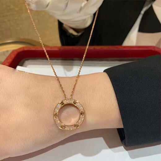 18k gold pendant 18K rose gold pancake necklace classic diamond LOVE large ring platinum lock 18K large round pancake necklace rose gold without diamonds