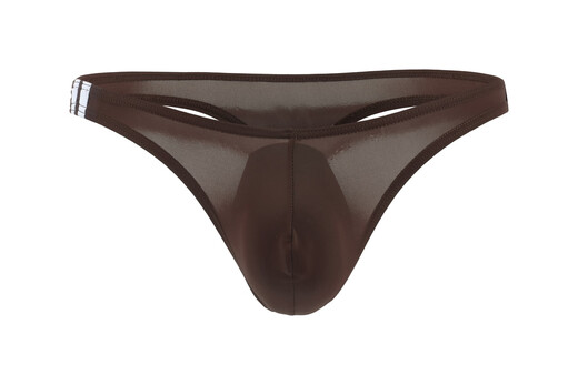 Gay ice silk thong transparent underwear men's low-waist sexy T-pants with convex slim breathable pants black M European size 2:1-2:4