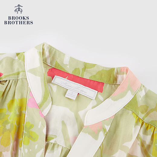 BrooksBrothers Women's 25 Spring and Summer New Cotton Romantic Print Vacation Dress B695-Pink Print L