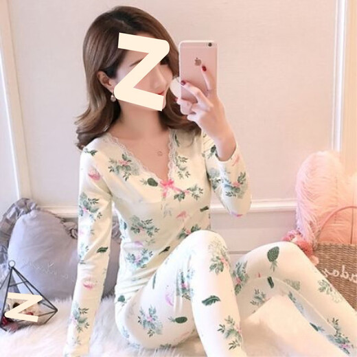FHHUABD保暖内衣女加绒加厚套装学生内穿打底冬季少女美体外穿加肥加大码 紫色 秋衣秋裤9913 M 80到95斤
