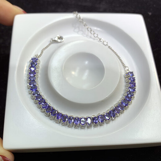 Chi Xing Elegant Light Luxury Luxury Fashion Versatile Fashion Nouveau bracelet tanzanite naturel exquis S925 Silver en argent Bijoux en argent pour femmes blanches 22cm