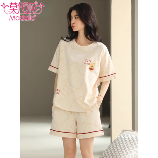 Pajamas de coton pur modal pour les femmes en été short à manches courtes pour les shorts minces, confortables, respirants, mignons et sucrés, peut être porté à l'extérieur de la maison de vêtements pour femmes Z9853 M [recommandé pour être 80-100jin [Jin est égal à 0,5 kg]]]