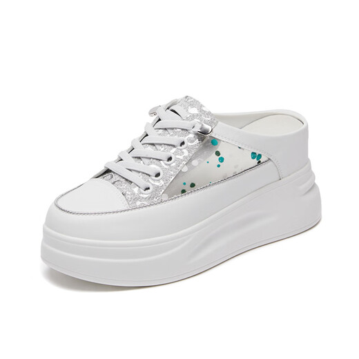 Saturday Lovers Saturday Lover Chaussures de la femme en cuir authentique épaisse épaisse intérieure relâchée à la tête respirante pantoufles 2025 Été Nouveau campus de mode WY9926-3 Gold 34