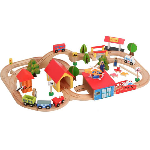 Holz kleiner Zug Hape Gleis Set Magnetic Lokomotive 3-5-7 Jahre alte Jungen Bausteine ​​Kinderspielzeug Brio 69 Steckstücke zur Lieferung von Elektroautos