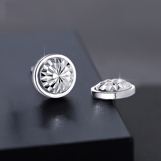 MZMZPT950 platinum earrings for men, simple, fashionable, shiny, bright car flower round earrings, platinum earrings for boyfriend, a pair of earrings