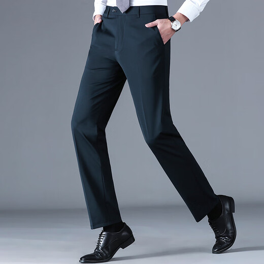 
Pier Cardan trousers men's spring and summer thin middle-aged men's high elastic non-iron comfortable straight pants casual breathable suit pants F9906 blue 36 (2.9 feet waist)