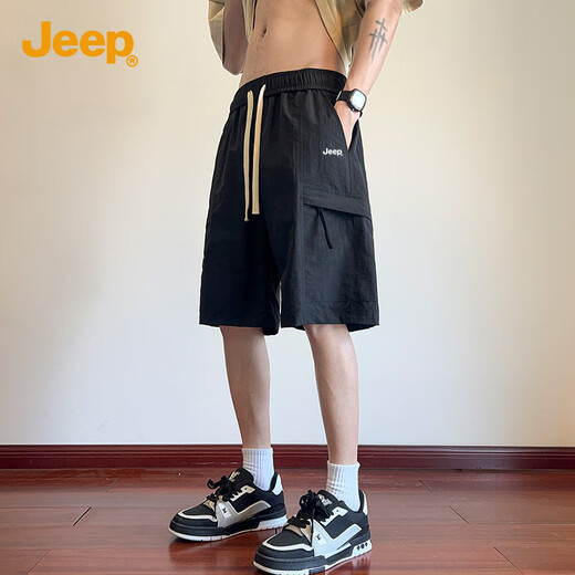 吉普（JEEP）短裤男工装时尚百搭青年宽松直筒五分裤子男DK701 军绿色  3XL 