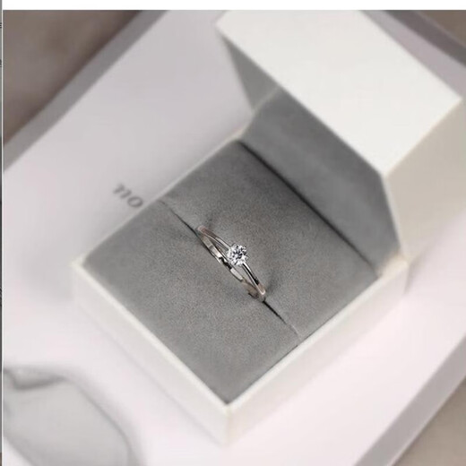 KZD Old Phoenix 999 sterling silver ring Korean version women's six-claw diamond ring open wedding ring simple ring bracelet white gold S999 sterling silver material fully marked