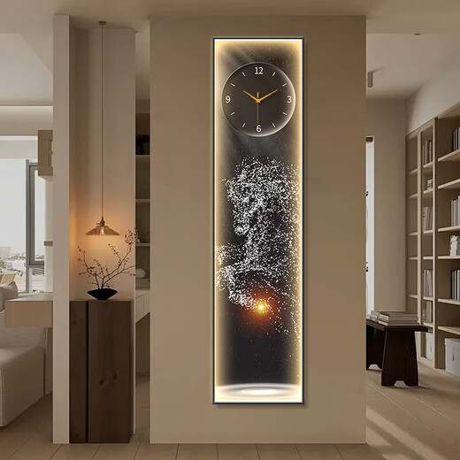 Lan Diando caballos y caballos en el ático Pintura decorativa Sala de estar Caballos para el corredor Chenggong Aisle Estrecho de tiras largas Luces colgantes Luces colgantes Ldy6197 + Reloj 35*140 cm Estilo vertical + espejo de película templada