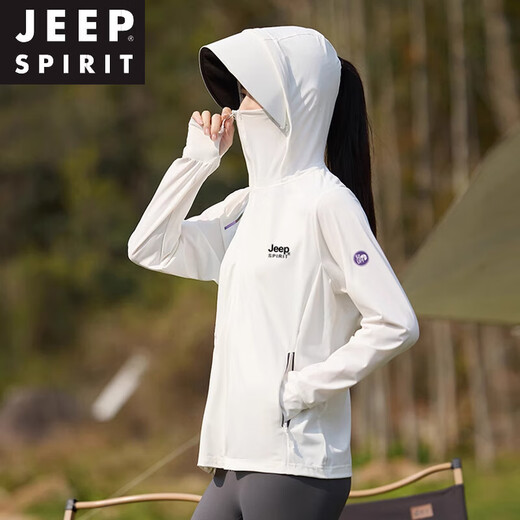 JEEP SPIRITupf50+冰丝防晒衣女夏季新款透气轻薄速干防晒服皮肤衣外套 浅灰色-女 9905# 大帽檐UPF50+ 2XL
