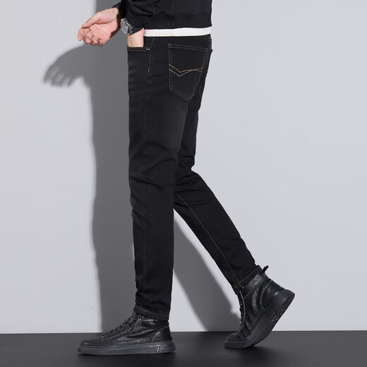 
Black jeans men 25 new style boy trendy casual pants men slim elastic trousers men trousers spring black 826 27 size