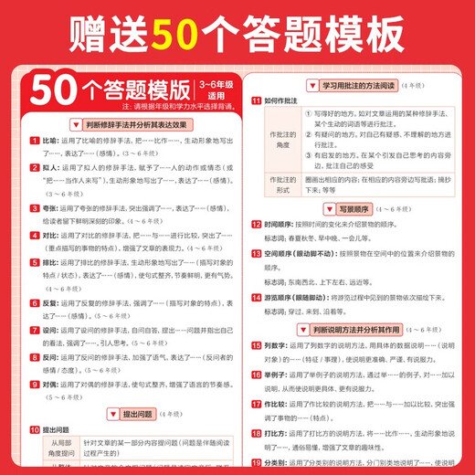 一本小学语文阅读训练100篇六年级 2026阅读题知识大盘点阅读理解万能答题模板方法阶梯真题试卷训练