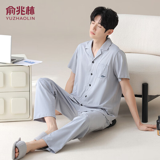 
Yu Zhaolin's new style new Chinese comfortable men's spring and autumn summer cotton home clothing suit cardigan casual and can wear pajamas outside 16859A L