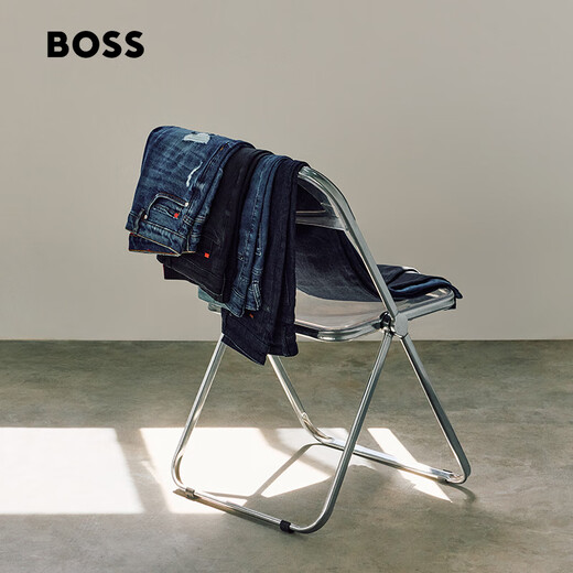BOSS男士2025夏季新款Maine 蓝色柔软丹宁牛仔裤 417-深蓝色 XL （3532）