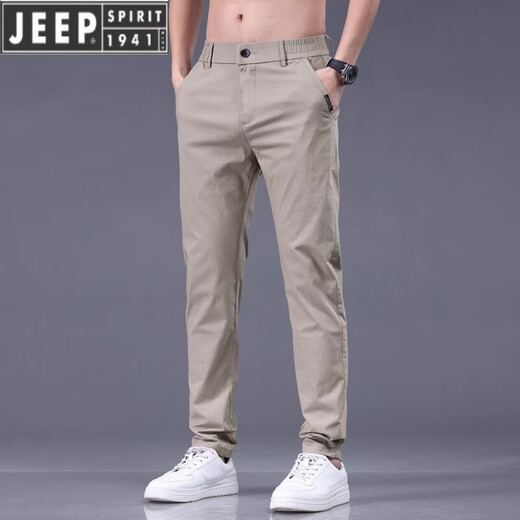 JEEP SPIRIT男士休闲裤新款宽松直筒潮流夏季薄款商务黑灰色长裤子2025春秋季 YT#838黑灰色 31