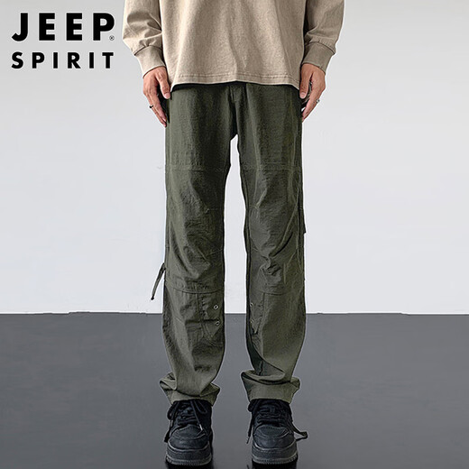 JEEP SPIRIT Jeep Pantalones casuales retro americanos monos funcionales de verano para hombres pantalones de asalto al aire libre estilo montaña para hombres verde militar XL