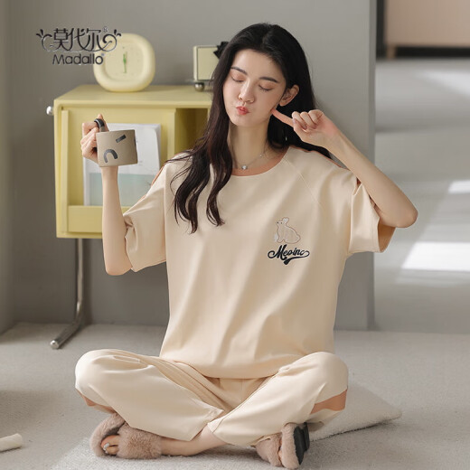Pantalones de manga corta de verano modales Pajamás del algodón de algodón puro All-Cotton La ropa para el hogar se puede usar fuera de la versión coreana de primavera y otoño Y9716 m (recomendado 75-95Jin [Jin equivale a 0.5 kg])