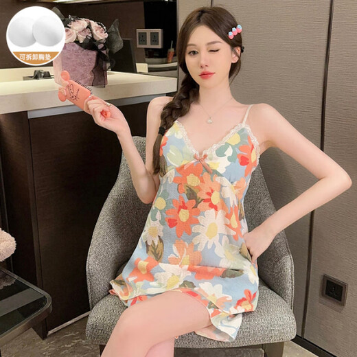 COLORFUL GEMS夏季纯欲碎花吊带家居服套装 LXE-757#彩色条 185 XXL