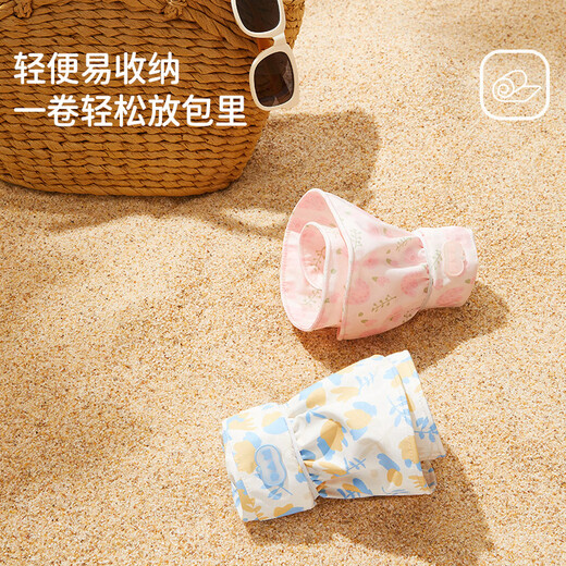 Lemonkid柠檬宝宝儿童防晒帽2025新款女童贝壳帽防紫外线沙滩宝宝遮阳帽 满山兰花米 均码 建议头围：48-52cm