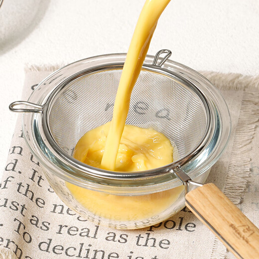 Ten Color Life 304 stainless steel flour sieve with wooden handle double-eared ultra-fine filter sieve drain kitchen screen household baking tools CAKOO wooden handle 304 flour sieve 12cm