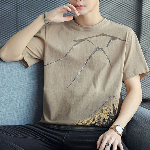 Vancl Eslite 100% reines Baumwoll-Kurzärärmel-T-Shirt für Männer 2025 Neues halbärmeliges T-Shirt Lose Trendy Summer Herren Top Z829 Gray M [Vorgeschlagen 90-115jin [Jin gleich 0,5 kg]]]