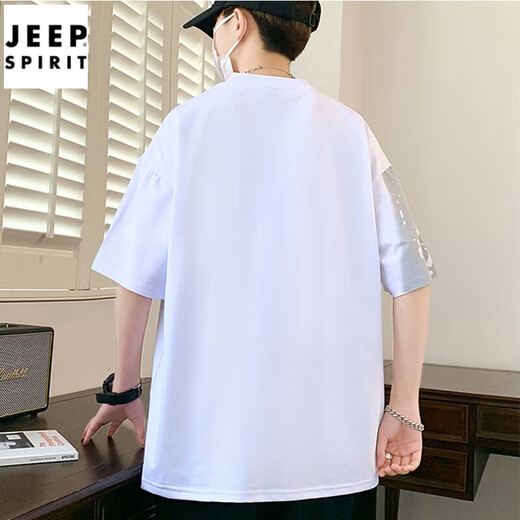 Jeep Spirit kurzärmeliges T-Shirt für Männer Sommer Neuer Stil Hong Kong Stil Lose trendy kurzärmelige Männer t halbärmelte Bottom-Hemd-Top für Männer 693 Black M etwa 80-100 Jin [Jin gleich 0,5 kg] kann getragen werden