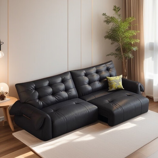 Sidi Luolan Sofa en cuir authentique Électricité salon Couche de tête de vache noire noire de canapé minimaliste minimaliste combinaison noir Swan Sn2629 Position à trois électriques 2,85 mètres de la surface de contact du sac à trois places