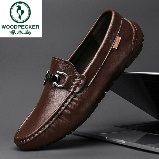 Specht Frühling Herrenschuhe Beanie Schuhe Echtes Leder-Herren 2025 Neues weichhautloser Soft-Lösch-Faulpersonen-Lederschuhe Sommer Black Hollow-9901 38