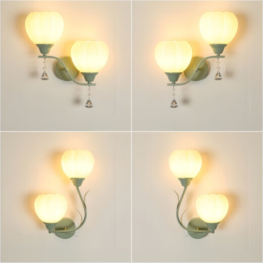 Antike Stadtlampen Zhongshan Lampen 2025 Bettleuchten Wandmontierte grüne Wandleuchten Neues Stil Wohnzimmer Schlafzimmer Wand Balkon Treppe B684 Grüne runde Flach 8. Warmfliesen Licht (weißes Licht benötigt Noten)