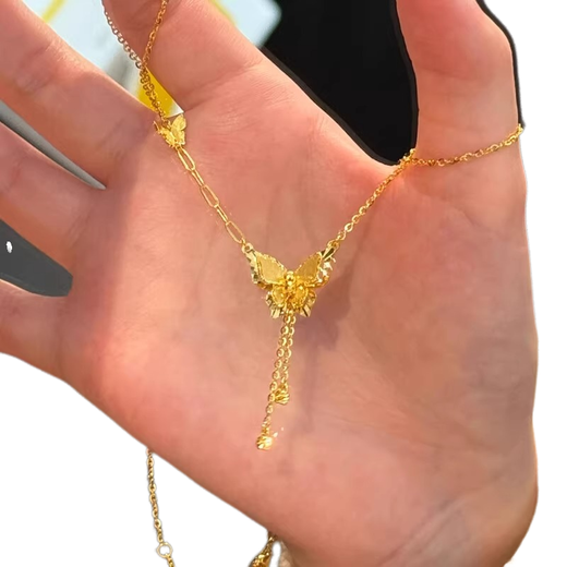 BZK9999 Gold Butterfly Necklace for Women 2025 New Pure Gold Fashion Clavicle Chain Valentine's Day Gift for Women Butterfly Necklace 1.56g
