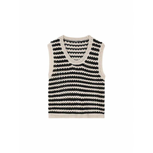 Vega Chang Hosentender Weste für Frauen 2025 Neuer Sommer Casual Striped Hollow Design ärmellose Strickweste Schwarze braune Streifen gleich groß Größe