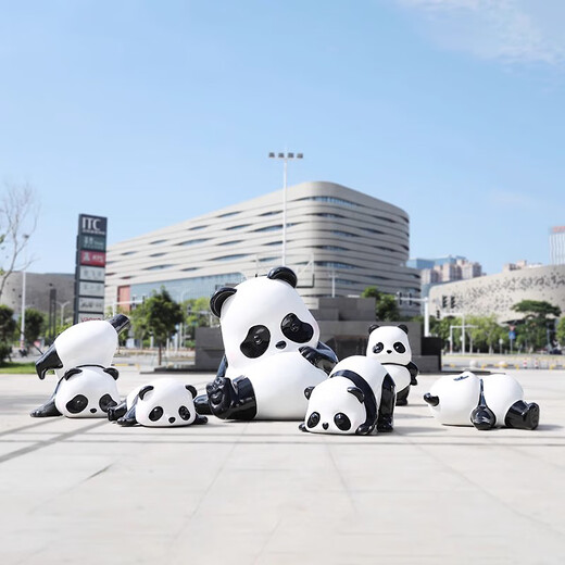 Shangyi Fiberglass Cartoon Panda Sculpture Park Forest Scenic Area Outdoor Large Check-in Simulation Decoration Ornaments Customized.