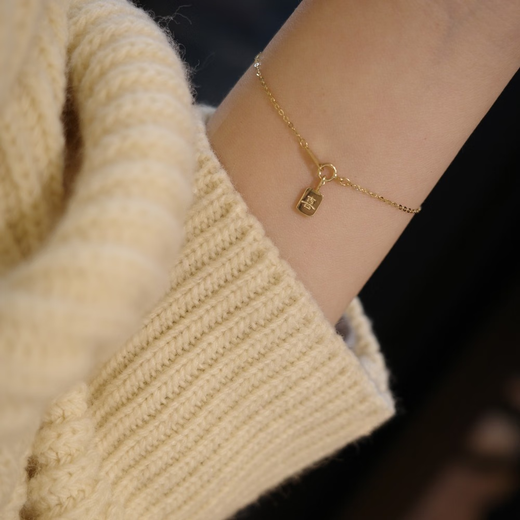 ZHIO attracts good luck/happiness/wealth mini K gold pendant 10K gold hanging bracelet plain gold mini fortune brand fortune pendant