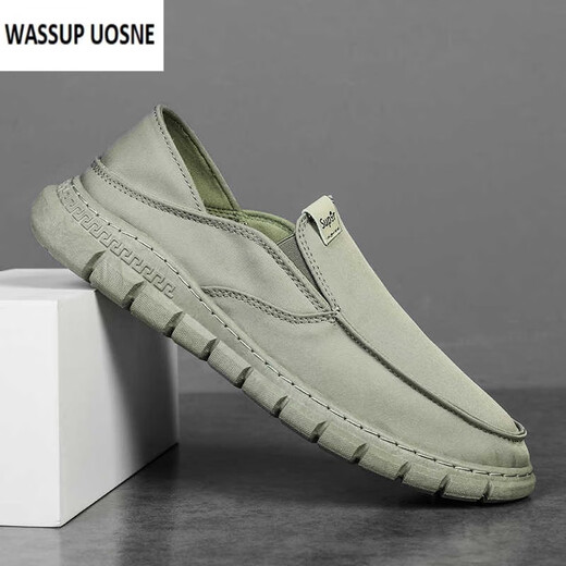 Wassup uosne vieille chaussures en tissu beijing chaussures de la tendance d'été des hommes Chaussures de toile hommes paresseux conduisant la semelle douce pas de lacets légers et respirant ys9901 noir 40