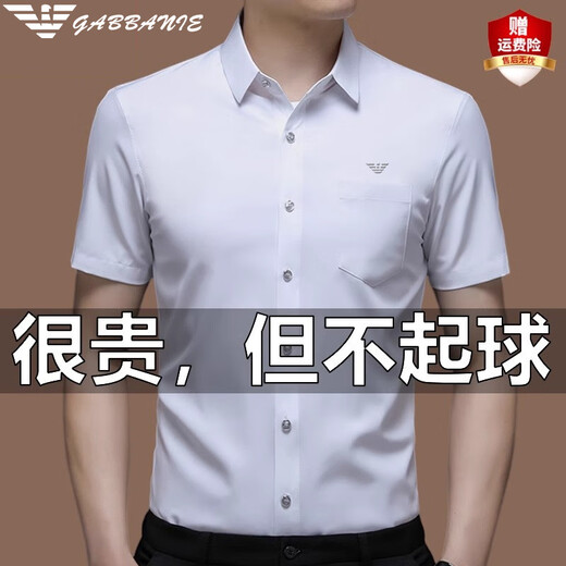 法莱阿玛尼（FALAMAONE）高端品牌短袖衬衫男士冰丝高端免烫抗皱结婚商务半袖白色衬 白色 2XL 180160-175斤
