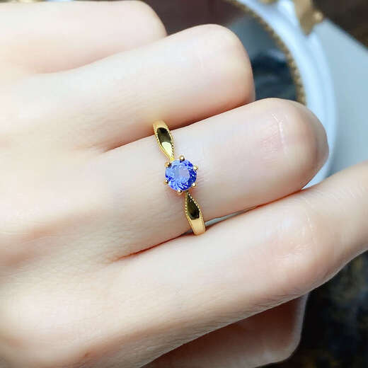 Wei Ci Congli natural tanzanite ring women's S925 silver gold color fashion classic white gold tanzanite sterling silver ring gold color