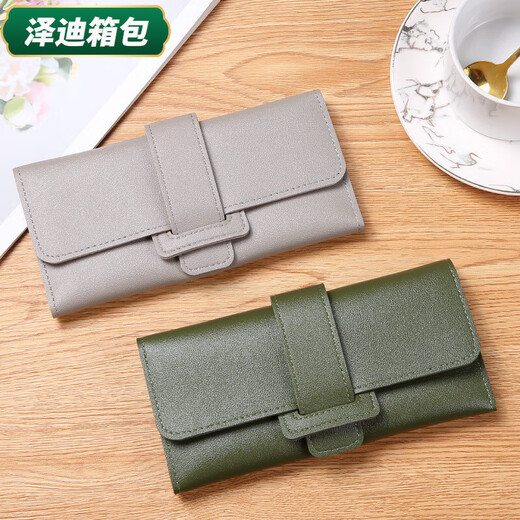 Yunluo's new Korean version solid color draw belt 3 fold women's wallet fashionable buckle student long coin wallet clutch card bag black