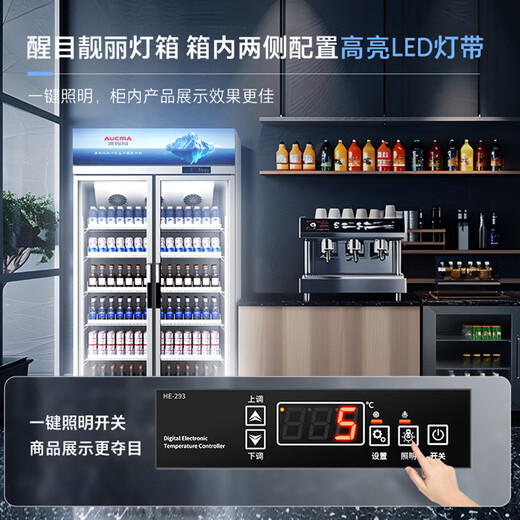 澳柯玛（AUCMA）展示柜冷藏保鲜柜 双开门立式冰柜饮料柜 商用冰箱风直冷超市便利店啤酒水果蔬菜柜 风冷无霜1.2米 875升 镀膜玻璃880TWXC