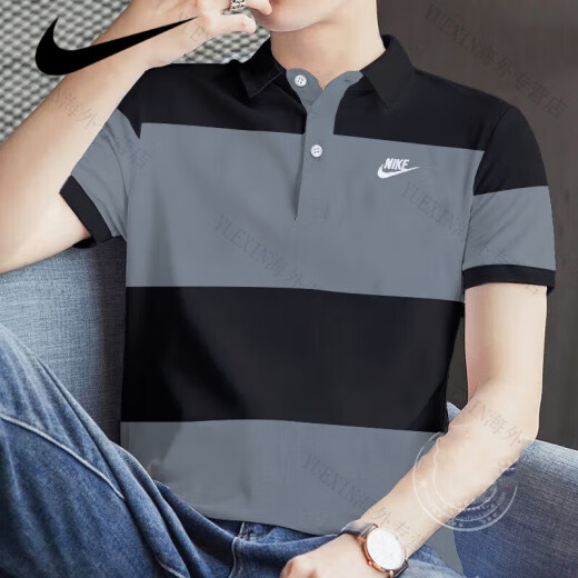 耐克（NIKE）POLO衫短袖翻领夏男士休闲健身刺绣条纹训练上衣运动T恤 FN3897-010 M 120-130斤