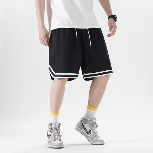 IZEXX American sports shorts men's summer loose basketball pants breathable quick-drying casual five-point pants IZ56 black L