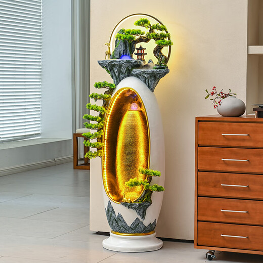 Wen Yijia Customized Modern Light Luxus fließende Ornamente Wohnzimmer Landschaftsbau-Kreislaufbrunnen, um Wohlstand und einfachen häuslichen bodenständigen Club anzulocken. 6630 Weißes Modell: 55*42*157 cm