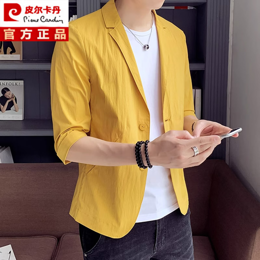 
Pier Cardin 2025 spring and summer light regular casual blazer men's Korean style handsome small suit sun protection top Khaki 2XL
