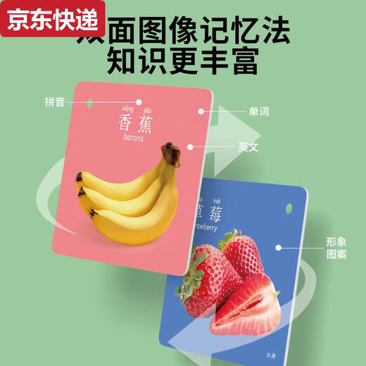 奇立彩撕不烂的认知卡片可啃咬启蒙书婴儿识字宝宝早教闪卡幼儿玩具 3盒动物+果蔬+人物270种图案