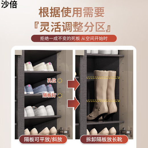 MPPMCK High-End-Luxus italienisch minimalistische Schuhschrank Leichte Luxus-Rock-Platte große Kapazität Leicht Luxus Rock Platte Schuhschrank Haushaltstür Einfacher Champagner-Rock-Plattenfarbe 12050 Schuhersatzhocker Ganze Installation