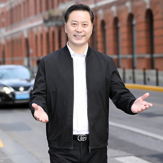 Ziweiqi middle-aged men's stand-up collar jacket thin casual top Daddy's spring and autumn jacket 9905 blue M 170 (100-120Jin [Jin equals 0.5 kg])