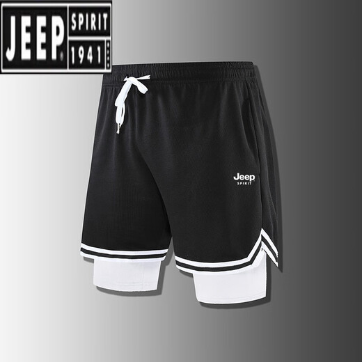 吉普（JEEP）速干裤男士夏季冰丝透气跑步运动休闲短裤篮球五分裤子男 9921黑色 M