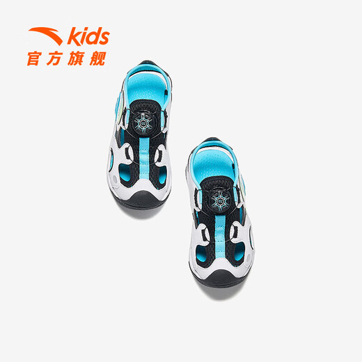 Anta children's sandals, men's and women's shoes, 2026 summer new jellyfish knob outdoor toe-toe beach shoes, boys, Anta white/black 9970H-2 33, shoe inner length 20.5cm