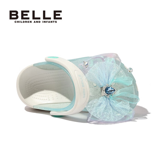 Belle Children's Shoes Girls Sandals 25 Summer New Little Girls Princess Shoes Children's Croc Shoes Toddler Shoes Beach Shoes Light Blue 21 Foot Length 19.6-20.5cm
